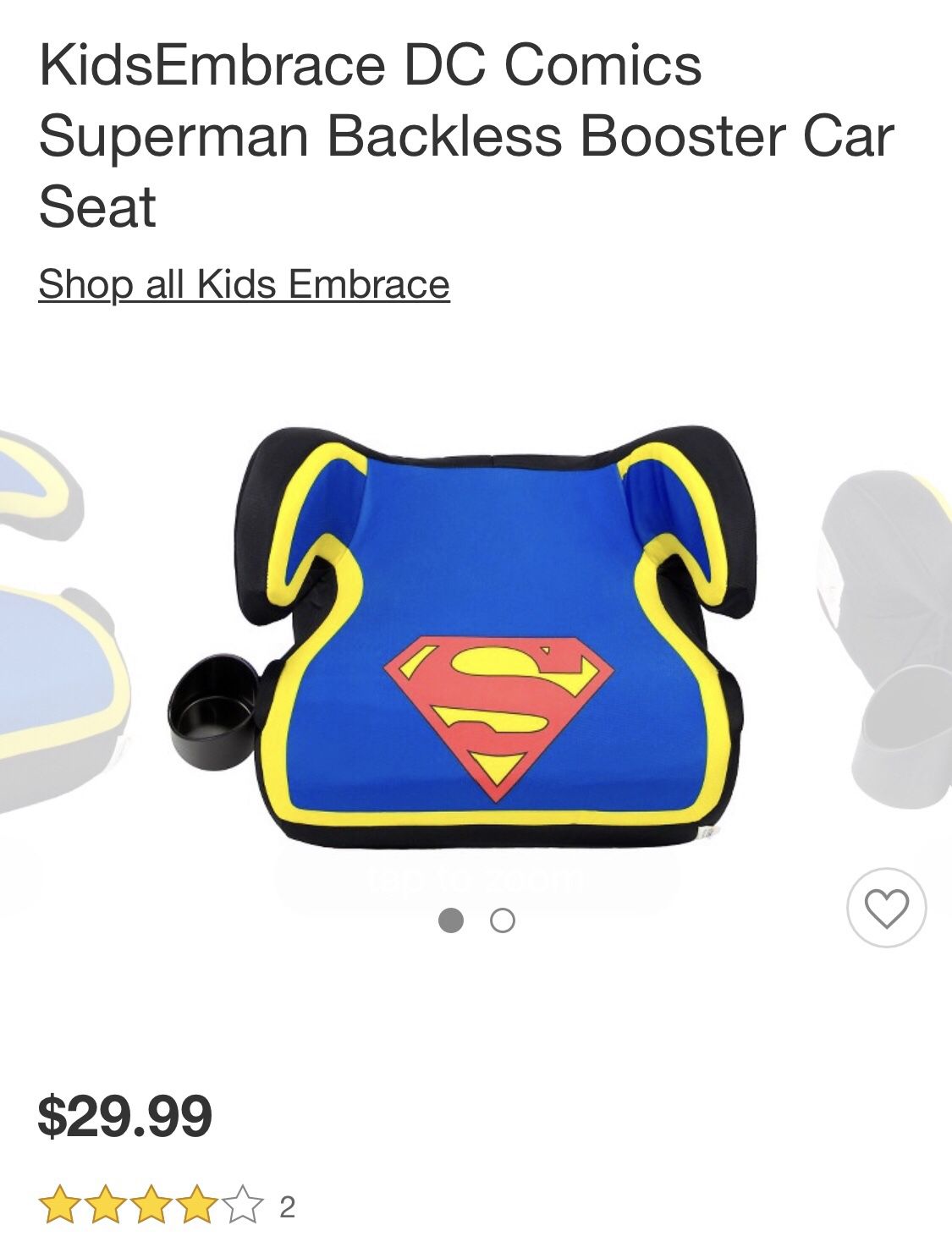 New, in box. Superman booster seat.