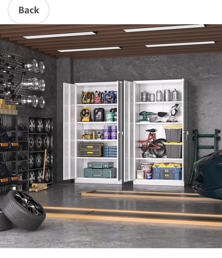 Black Metal Storage Cabinet with Lock,72" Tall Lockable Garage Storage Cabinet with Doors and Shelves, Cabinets for Home Office, Warehouse