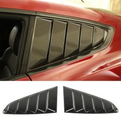 Brand New 2PCS FORD MUSTANG 2015-2023 Carbon Fiber Look Side Window Scoop Quarter Louver Cover