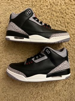 Size 8 (Worn once, does not have box) - 2024 Air Jordan 3 retro black cement leather