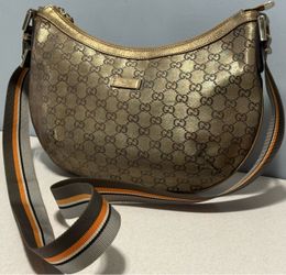 Gucci Vintage GG Hobo Crossbody Bag Canvas