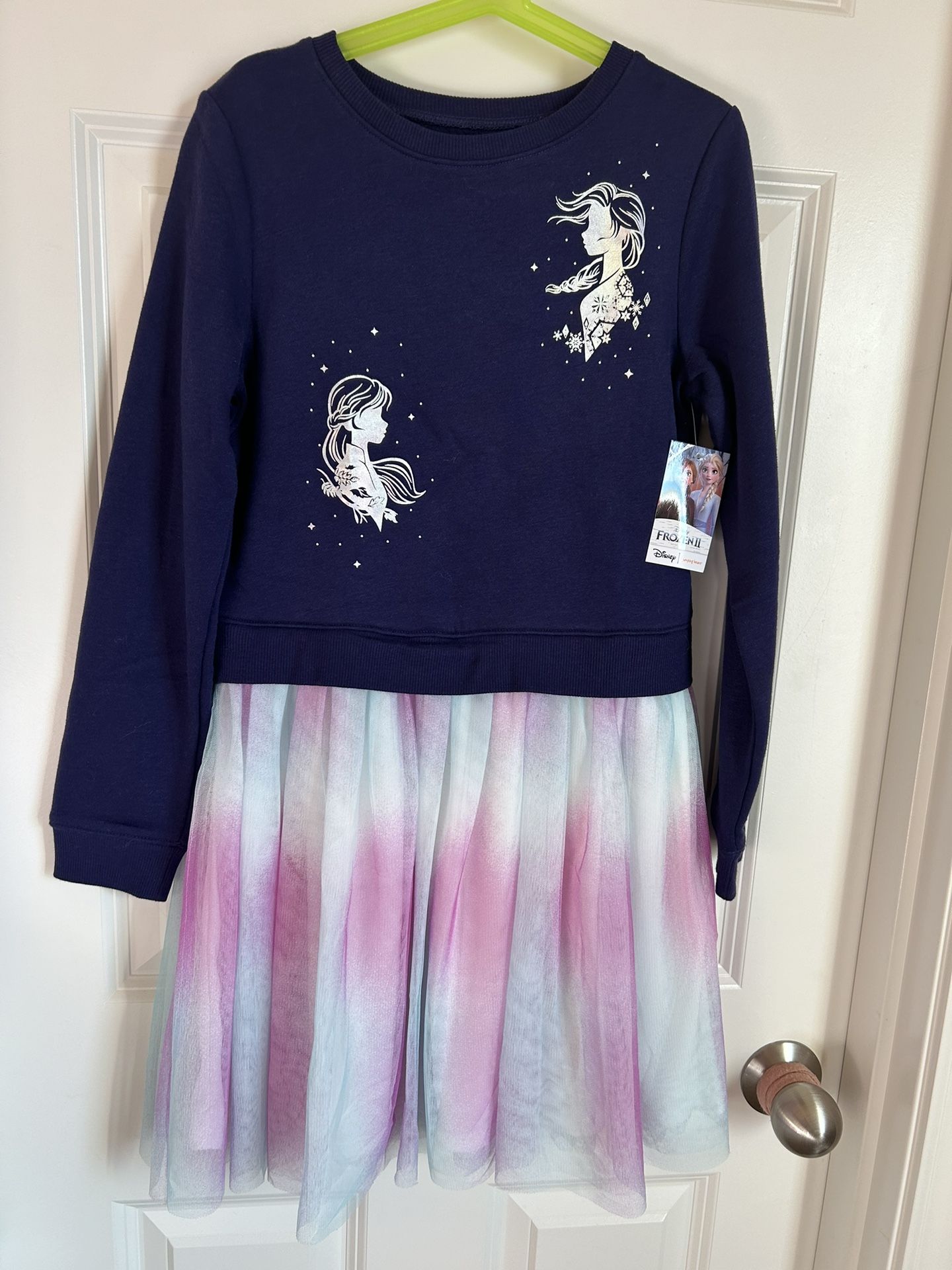 Long Sleeve Fleece Lined Girls Dress Size 10 Youth By Disney Jumping Beans-Frozen Theme