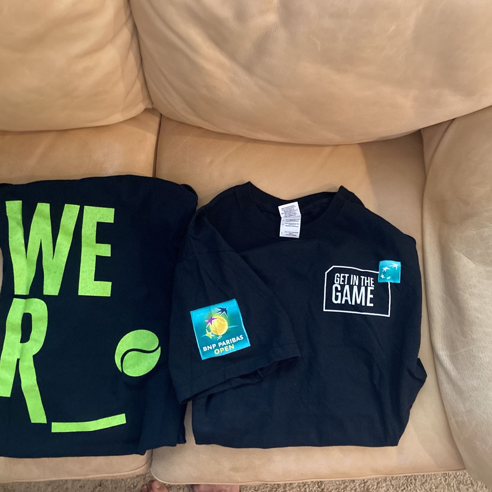 BNP Tennis t-shirts (showing front/back)
