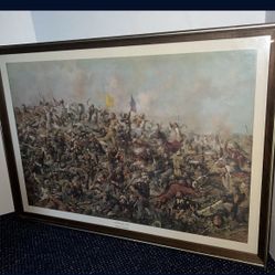 Vintage  E.S. Paxson Custer's Last Stand Print Signed & Framed