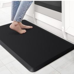 KitchenClouds Kitchen Mat Cushioned Anti Fatigue Rug 17.3"x28" Waterproof, Non Slip, Standing and Comfort Desk/Floor Mats for House Sink Office (Black