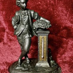RARE Antique Metal Cast Victorian Desktop Working 6” Thermometer Fahrenheit