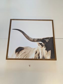 Framed Longhorn Steer Wall Art Print Rustic Farmhouse Decor