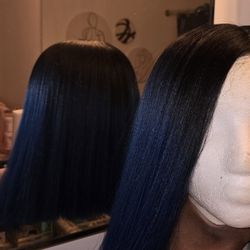 Blue Blunt Cut Wig For Sale