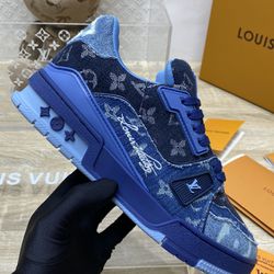 Louis Vuitton Blue Sneaker With Box 