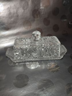 Brand new vintage cut glass butter dish