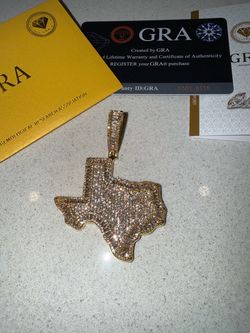 Iced out 14k gold plated Texas Pendant