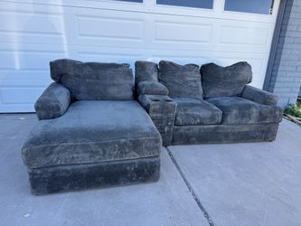 Dark Gray Sectional Sofa Couch 