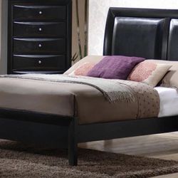 Queen Bed Black With Mattress Brand New 