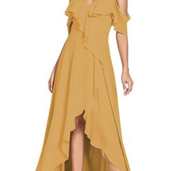 Wedding Mustard yellow Bridemaid Dress 
