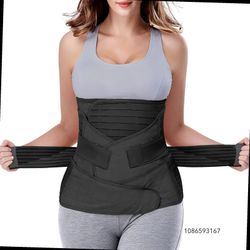 ChongErfei 3-in-1 Belly Wrap - Black, Size S/M