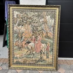 Vintage Italian Arazzo Tapestry – Hand Made, Framed