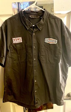 Men’s Harley Davidson Grey Button Down Size 2XL
