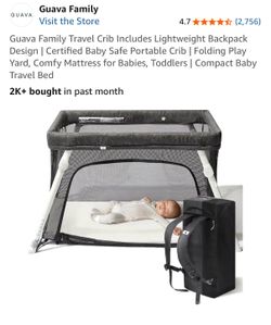 NEW! Guava Family Travel Crib Includes Lightweight bag