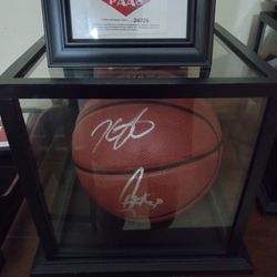 Stephen Curry And Durant Signed Basketball And Display Case With Certificate Of Authenticity