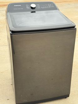 Black stainless  Samsung washer top loader  large load capacity  capacity  5.0 in excellent working condition  extra for delivery same day delivery an