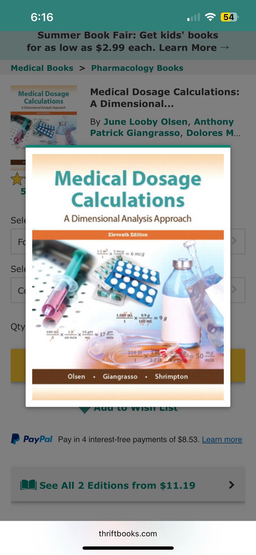 Medical Dosage Calculations: A Dimensional Analysis Approach,11th edition