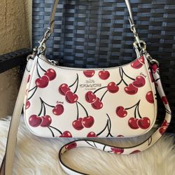 Coach Teri Shoulder Bag In Signature Canvas With Cherry Print CZ774 NEW