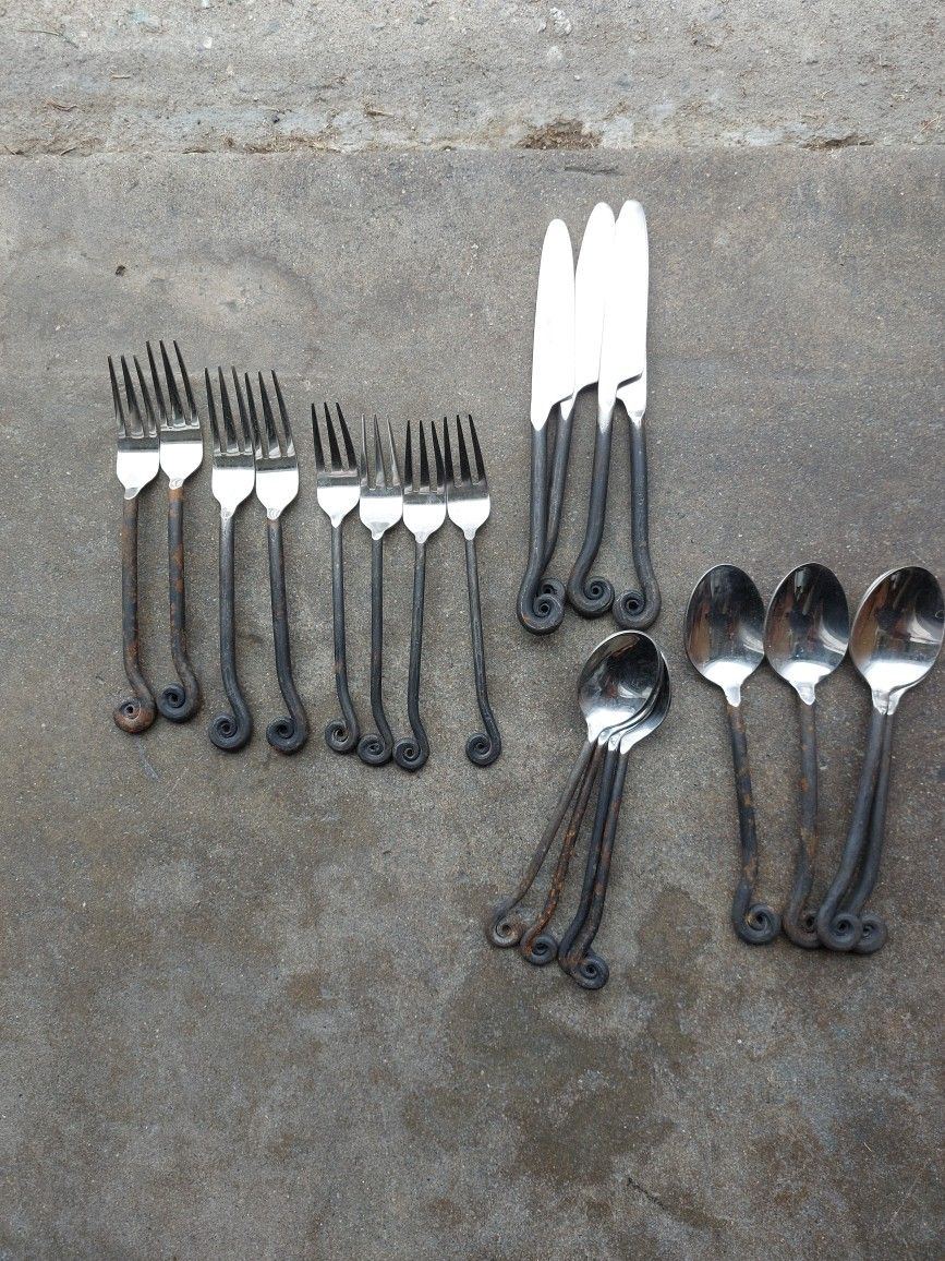 Vintage 20 Piece Iron Handled Silverware