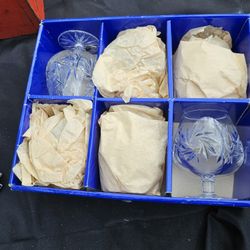 Set Of 6 vintage crystal brandy snifter