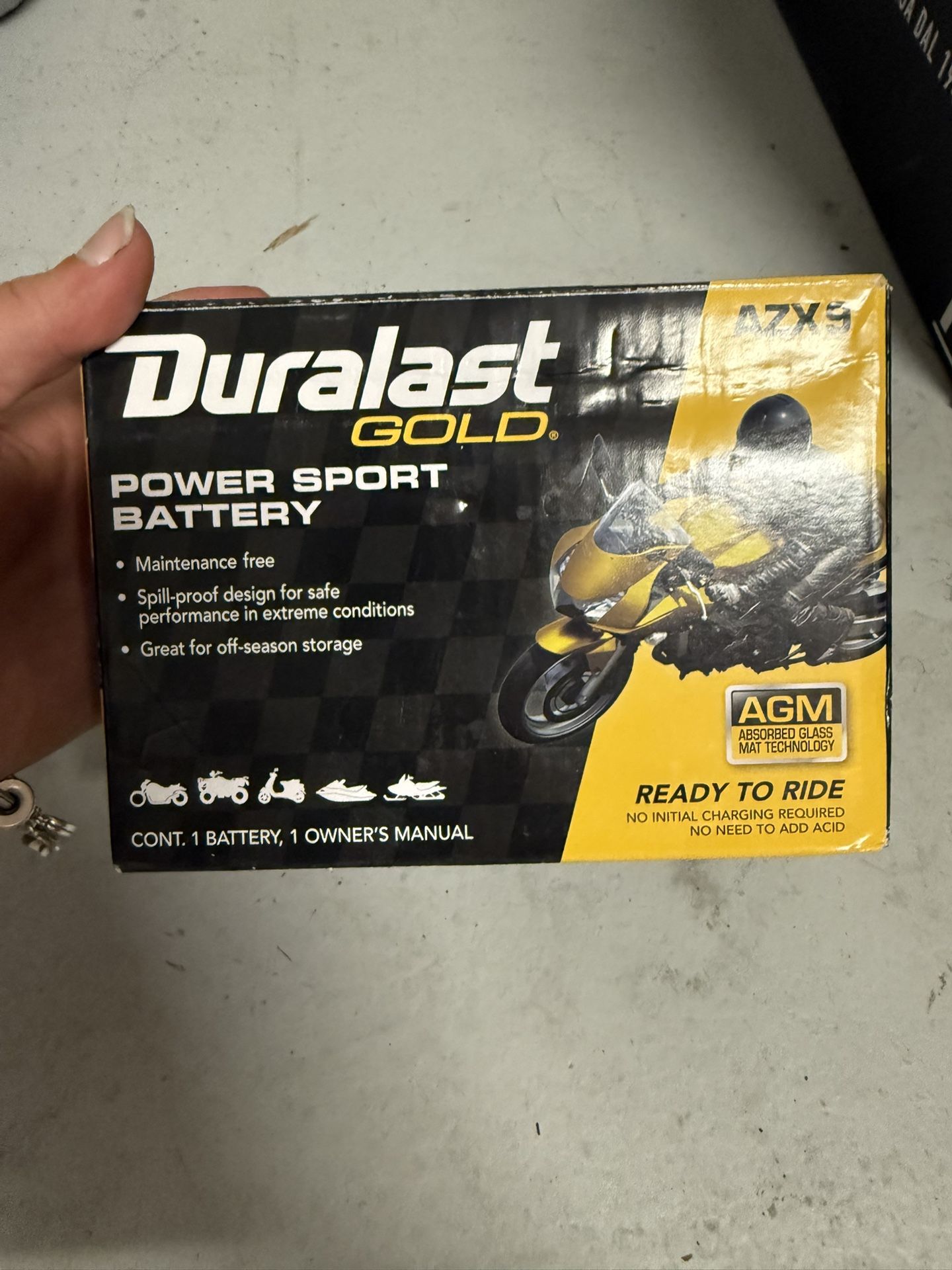Brand New Duralast Gold Motorcycle Battery