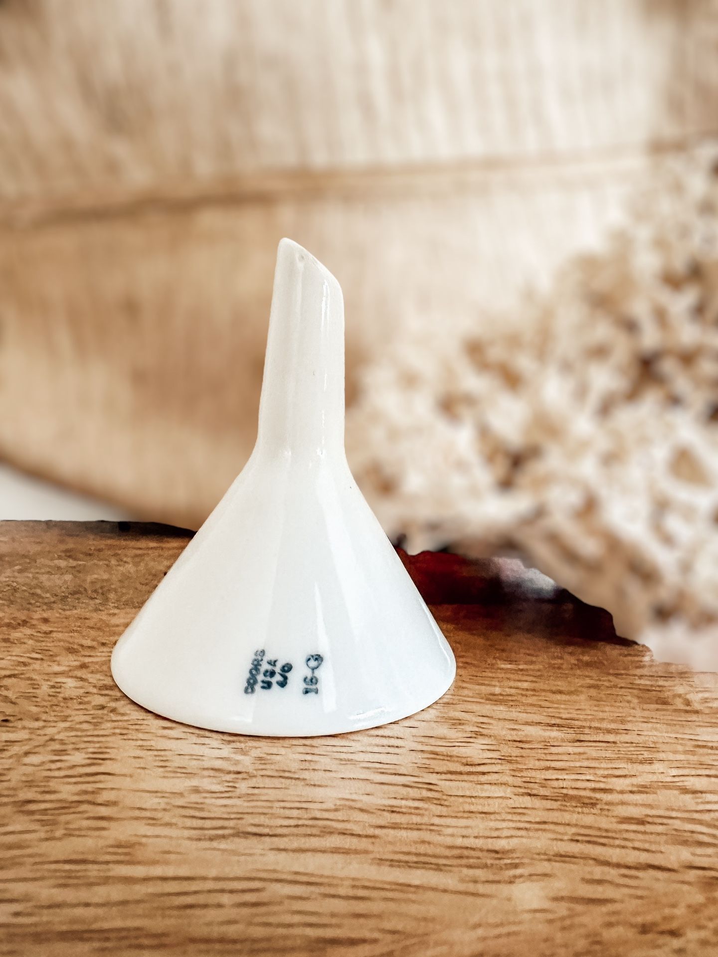 Vintage Apothecary Lab Filter Funnel Glazed Porcelain Laboratory White Small Industrial Decor