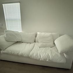 White Fabric Sofa & Ottoman(Set)