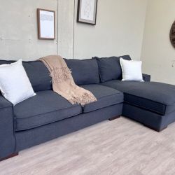 WE DELIVER! 🚚 - Ashley’s Furniture Charcoal Gray Modern Deep-Seated L Sectional Couch with Chaise
