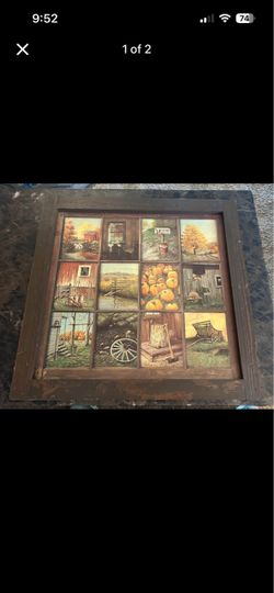 Rustic Framed Farmhouse Scene Wall Art