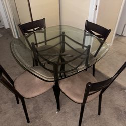 Glass Dining Table Set With 4 Chairs 