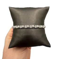 7.5 Inch .25 Carat Natural Diamond Bracelet In Silver