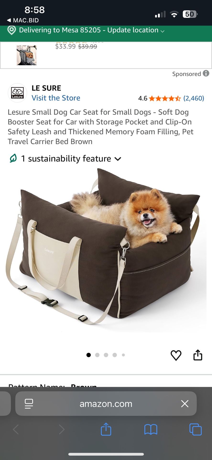 LeSure Small Dog Car Seat