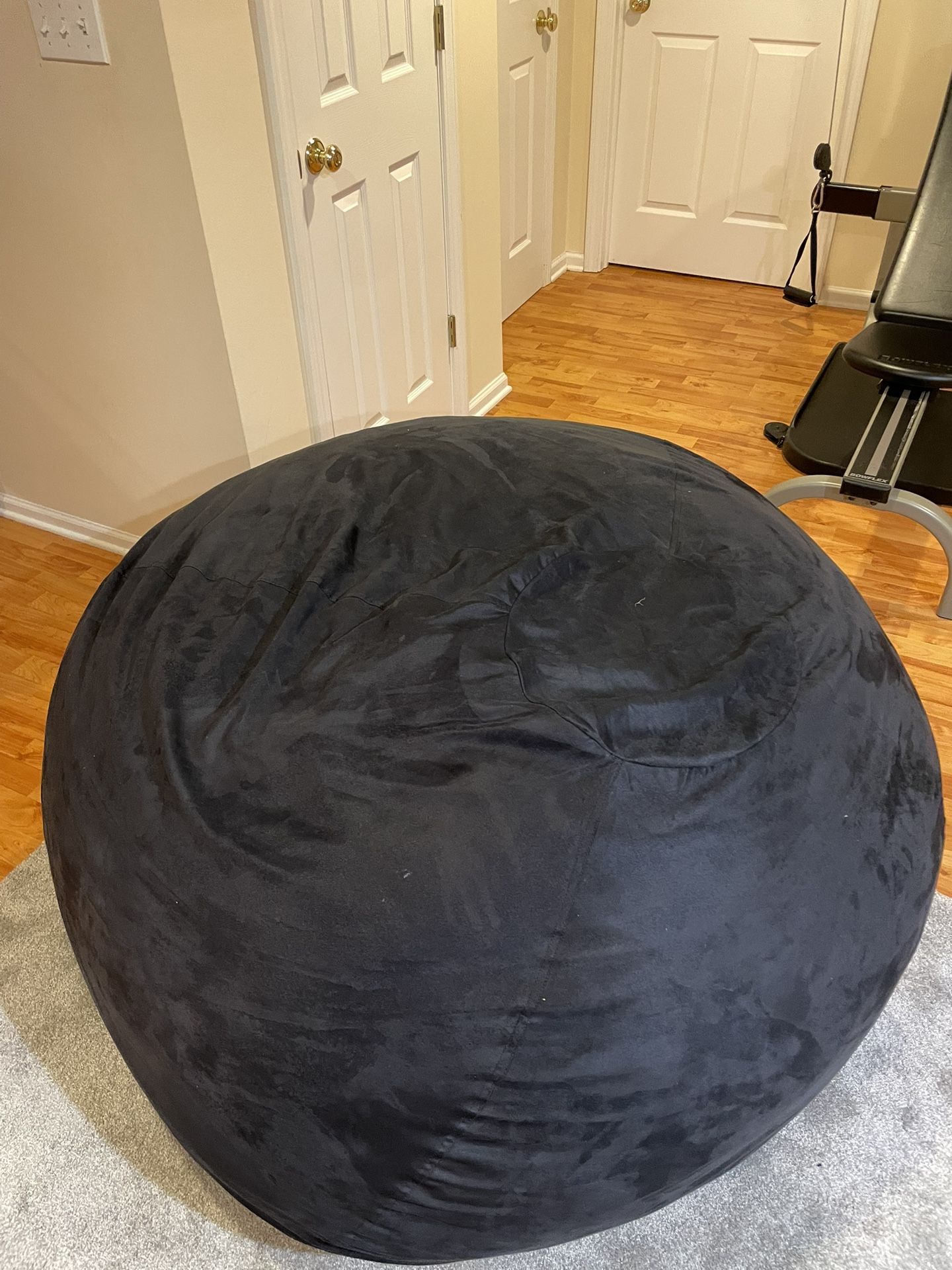 large black bean bag chair