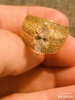 18K Yellow Gold Filled Women Engagement Ring Size 6, 9