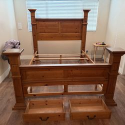Queen size bed frame with drawers