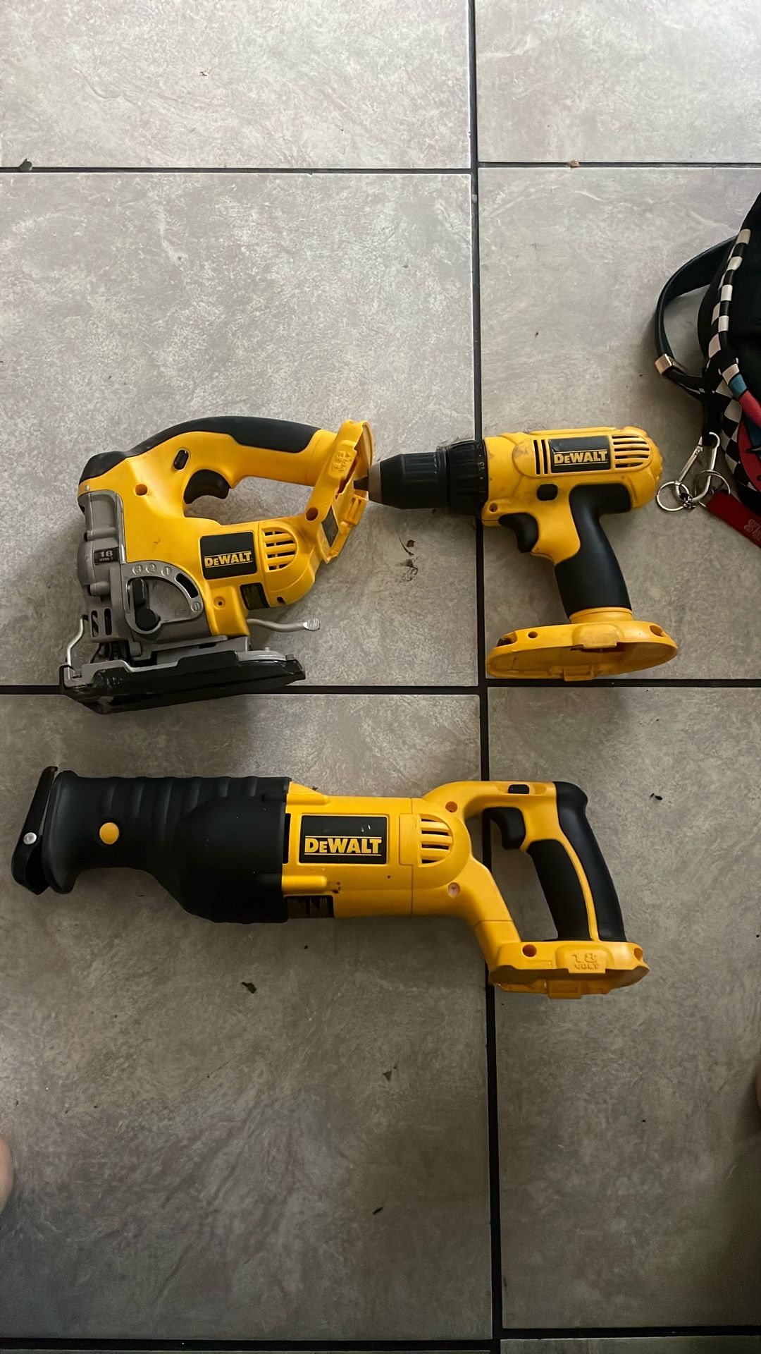 De Walt 18v Drill/ Jigsaw/ Saw