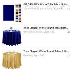 Party decor round tables Royal Blue, gold