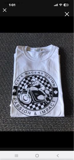 NEW Motorcycle Cafe Racer Classic Sports White Tee T-shirt