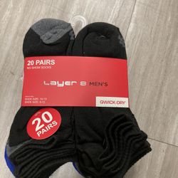 NWT Layer 8 Men’s no show socks 20 pairs 