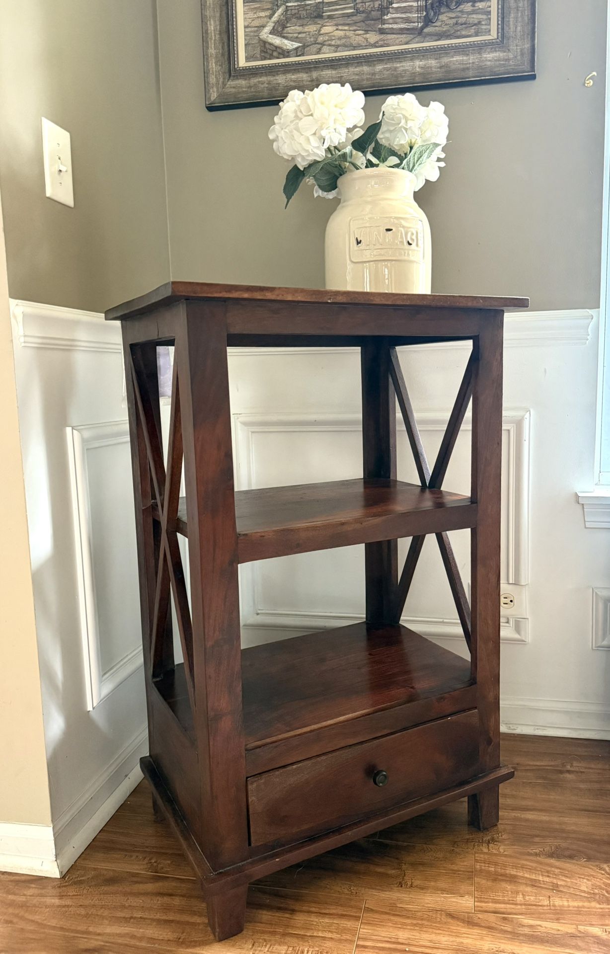 Side Table with Drawer – Rustic Accent Shelf