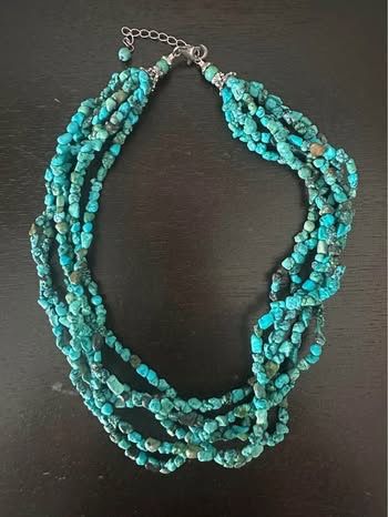 Handcrafted Turquoise Multi-beaded Necklace with Silver Clasp