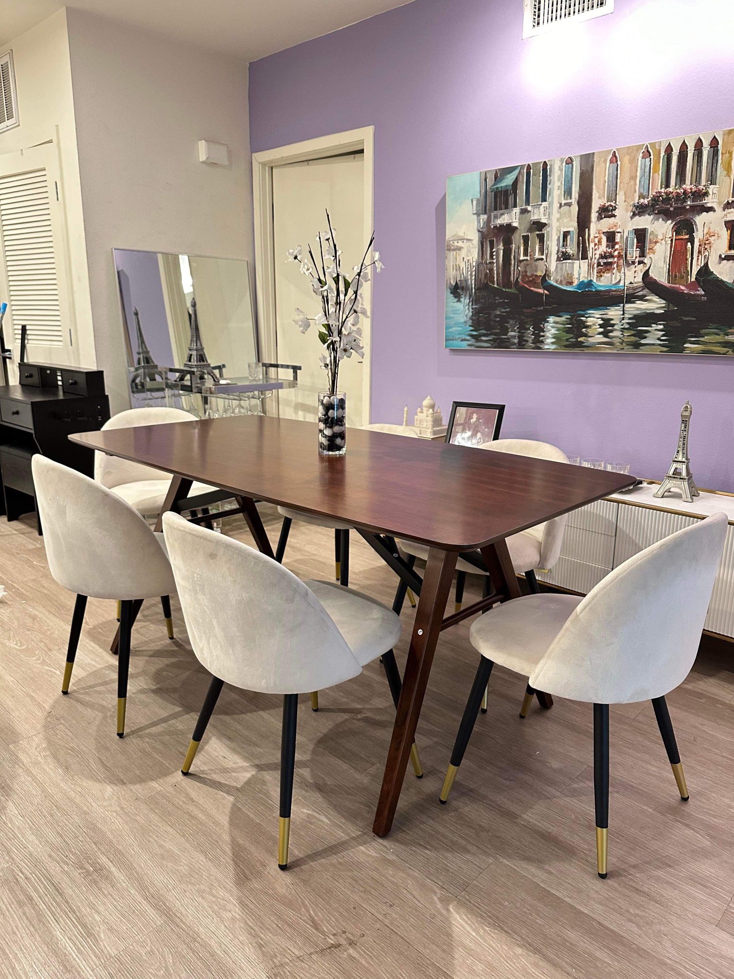 Solid Wood Dinning Room Table, 67.3 inch Mid-Century Kitchen Table, Meeting Desk with Farmhouse CHAIRS NOT INCLUDED Style, D-1