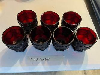 7- Avon Cape Cod Ruby Tumbler Glasses 