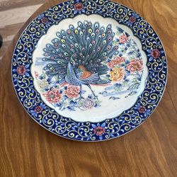 Porcelain Peacock Decorative Dish