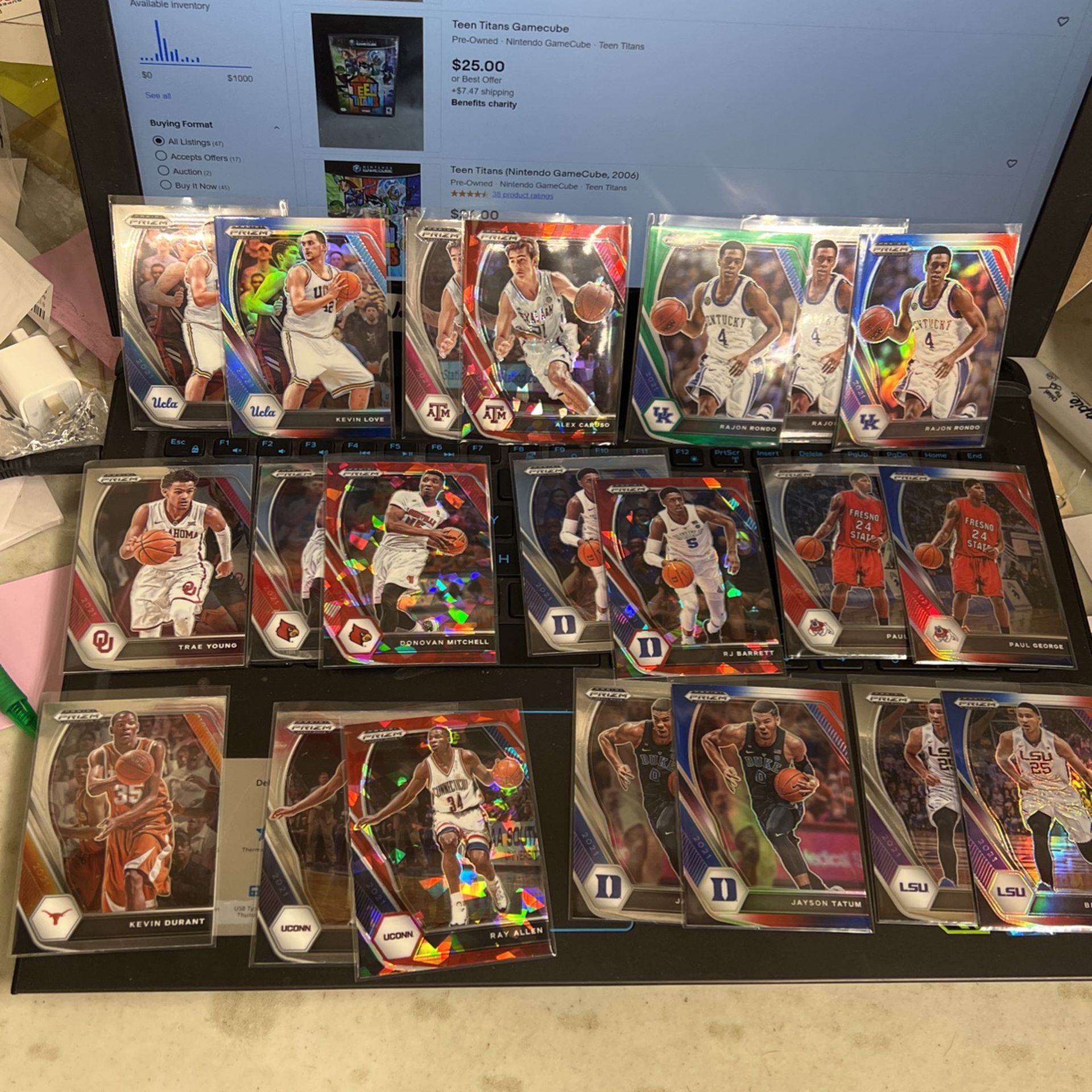 25 Prizm Basketball Cards - KD,  Zion, Trae, Tatum