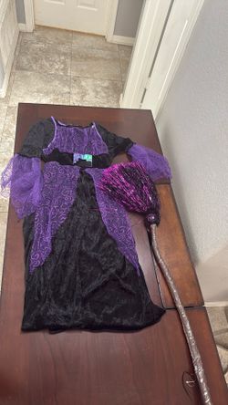 Girls Size Large Witch Costume With Broom
